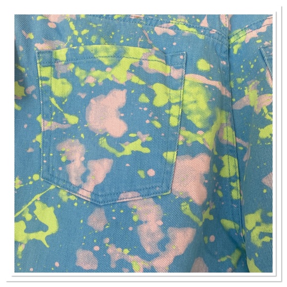 Women’s High Rise Bermuda Shorts Blue Paint Splash Wild Fable - Picture 6 of 6